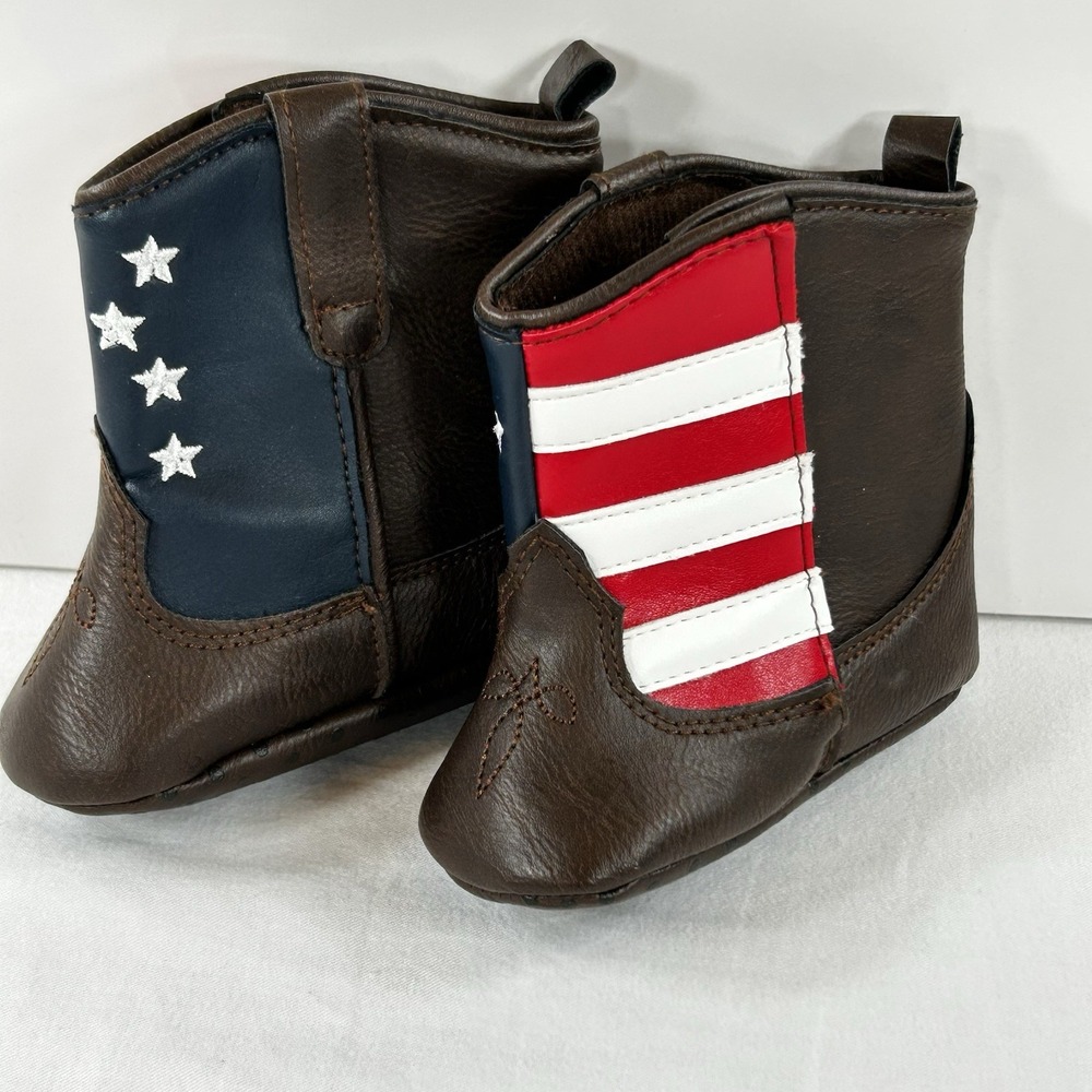 NEW American Flag USA Boots Baby Shoes 9-12 Months Size 3 Patriotic Photo Prop